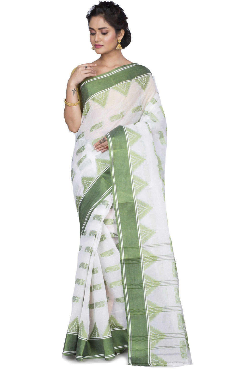 Green Pure Cotton Archana Tant Saree (173)